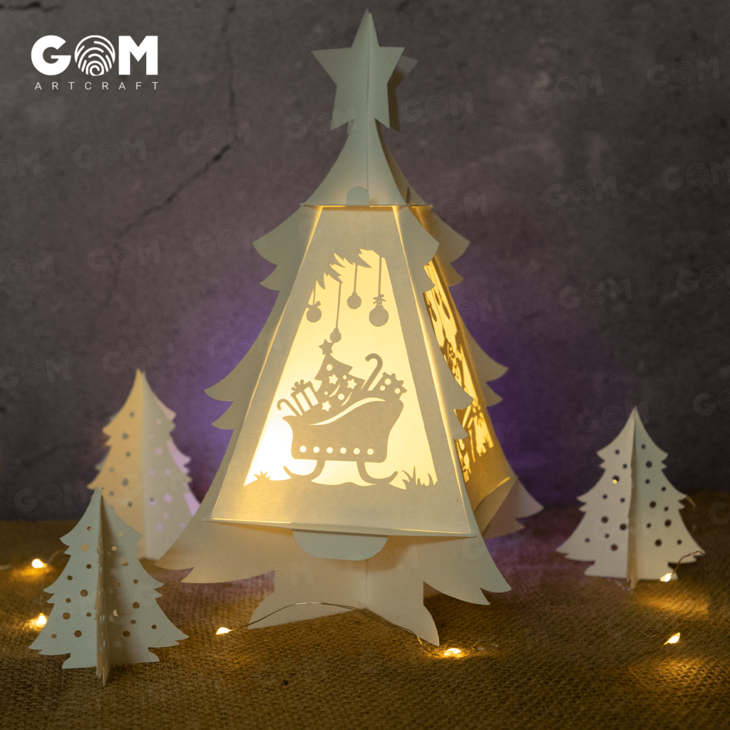 Christmas Tree Lantern SVG – Santa Claus Lantern Template – Merry