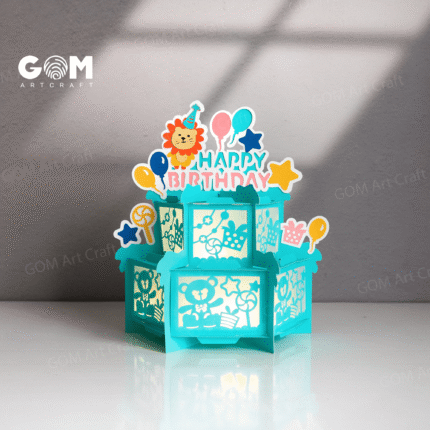 Happy Birthday Paper Lanterns SVG, Paper Lanterns Happy Birthday Text Decoration, Cake Paper Cutting, DIY Birthday Paper Lanterns