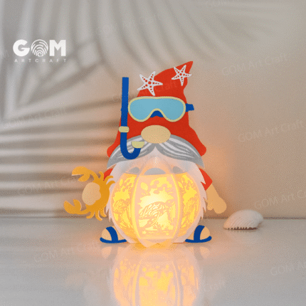 Scuba Diving Gnome Lantern SVG, Gnome Summer Lantern, Paper Lanterns Summer Decoration, Gnome Lanterns Paper Cutting, DIY Gnome Sea Lanterns