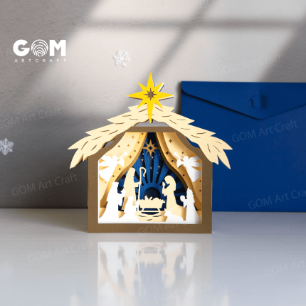 Nativity Scene Pop-up Card 3D, Christmas Pop-up Card 3D SVG, DIY Pop-up Card Christmas Ornaments, 3D Christmas Papercut Card, GOMArtCraft
