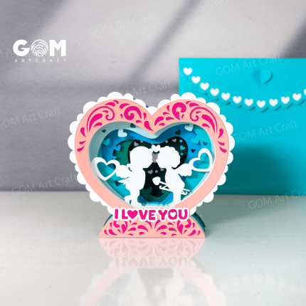 Heart Pop-up Card 3D, Valentine's day Pop-up Card Template, Angel of love Card SVG GOMArtCraft