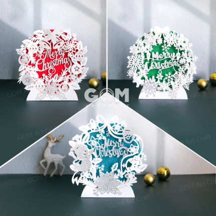 Set 3 Merry Christmas Pop-up Card, Santa Claus Card Template, Snowman 3D Papercut SVG GOMArtCraft