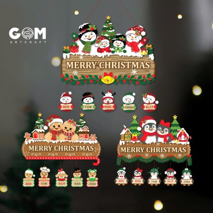 Set 3 Door Hanger Christmas Paper Cut SVG, Christmas 3D Layered, Christmas Multilayer Papercraft Template, Wall Art Decor SVG GOMArtCraft